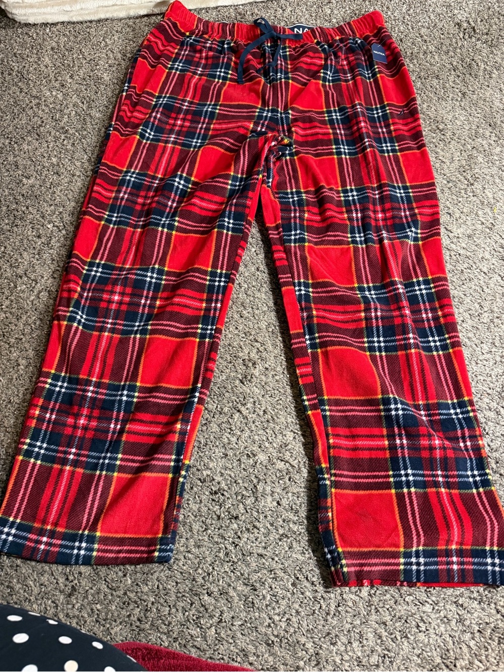 Nautica Kids Red Plaid Fleece Joggers